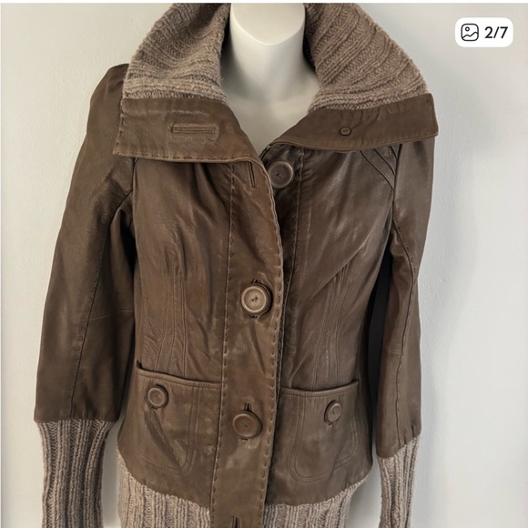 Mackage Brown Leather Jacket with Tan Accents size Small - Picture 2 of 11